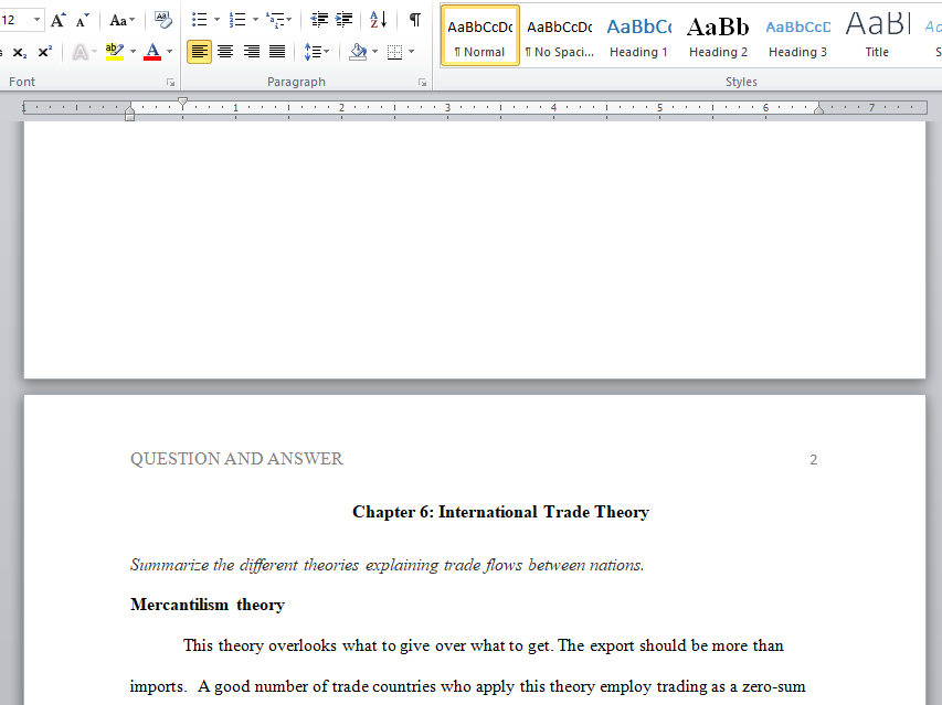 international trade theory