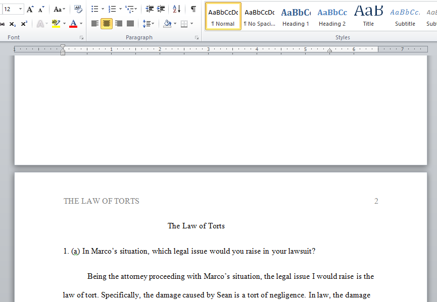 The law of Torts