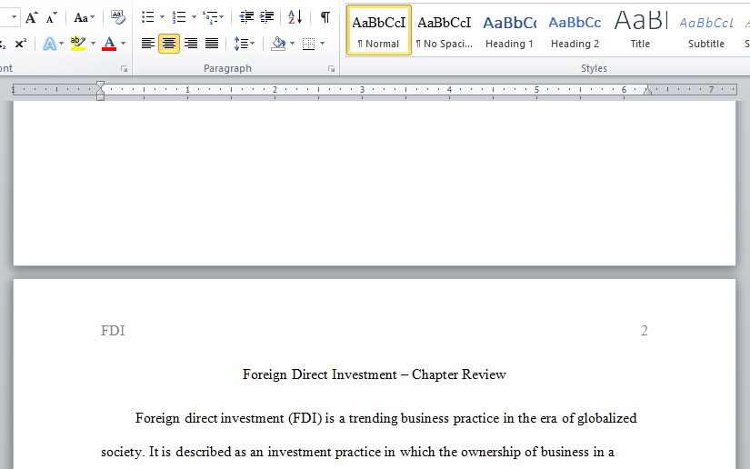 foreign direct investment (FDI)