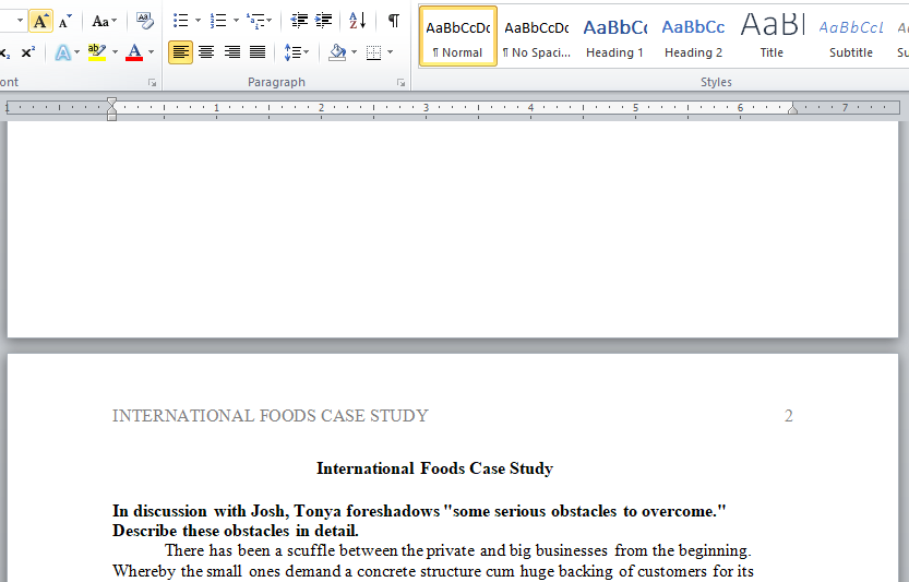 international foods case study