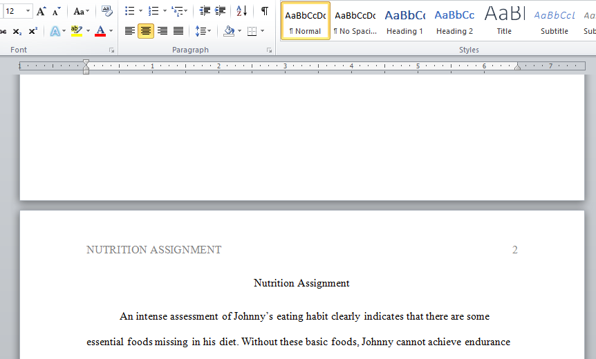 nutrition assignment