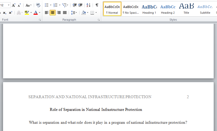 separation and infrastructure protection