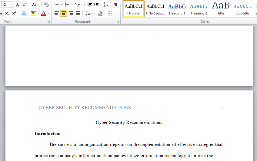 cyber security recommendations