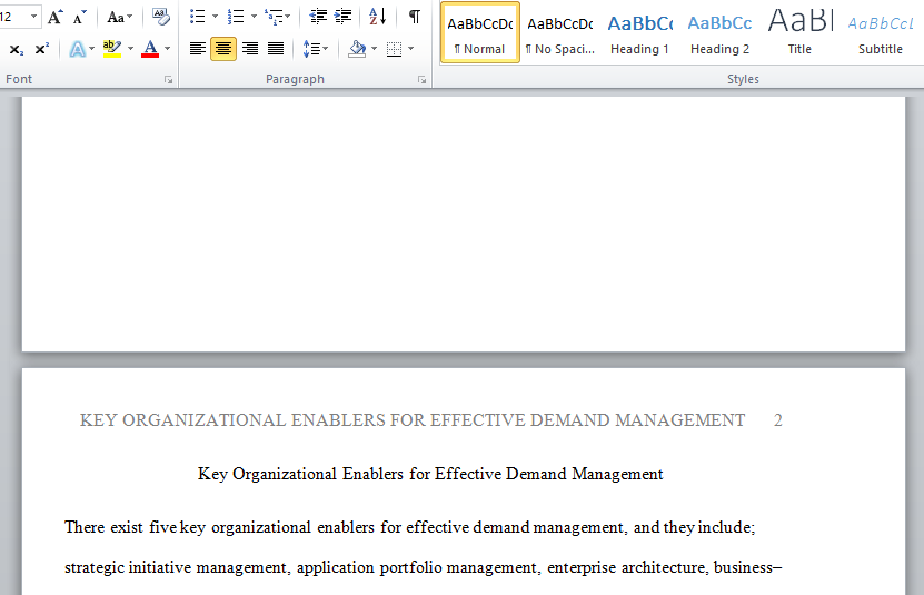 key organizational enablers for effective demand management