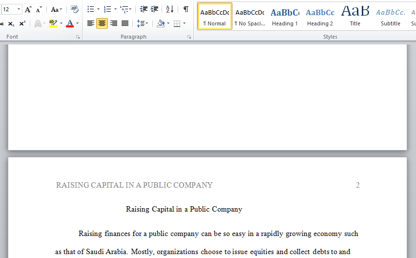 raising capital in a public company