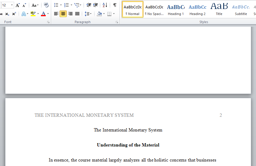 the International monetary system world bank and IMF