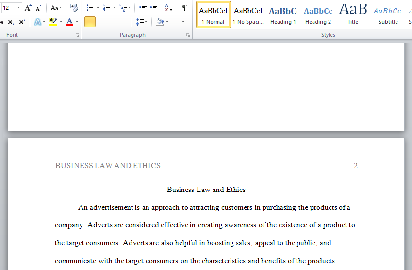 Goldman business law and ethics advertising