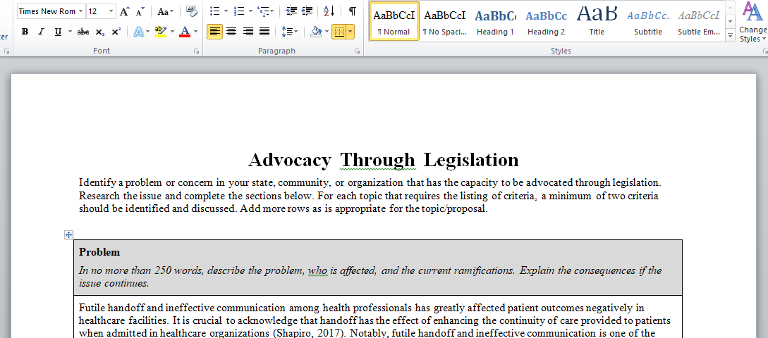 advocacy through legislation