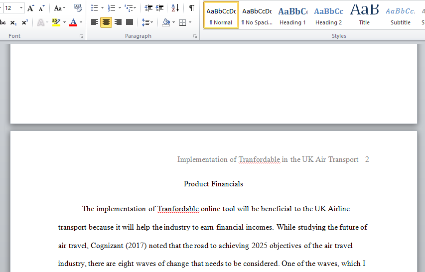 implementation of tranfordable in the UK AIR TRANSPORT