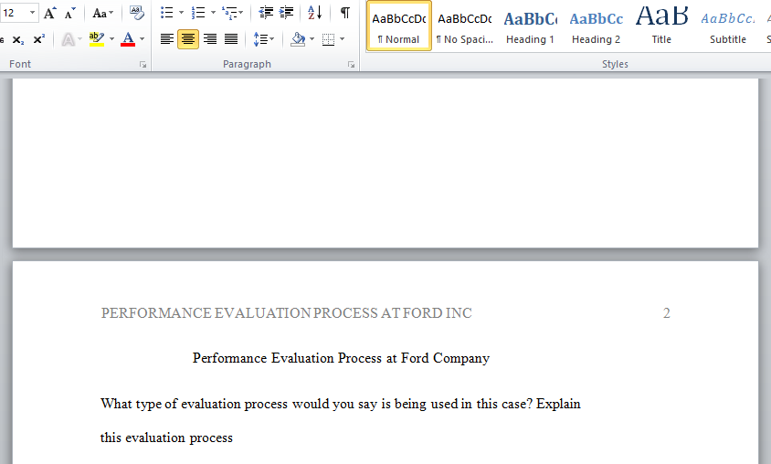 performance evaluation process at Ford company