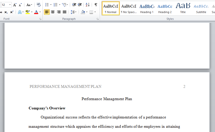 performance management plan