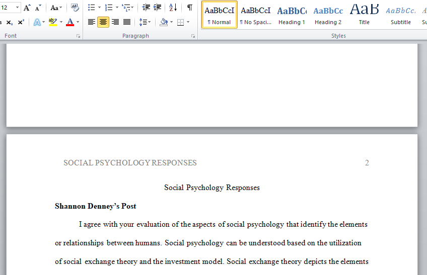social psychology response