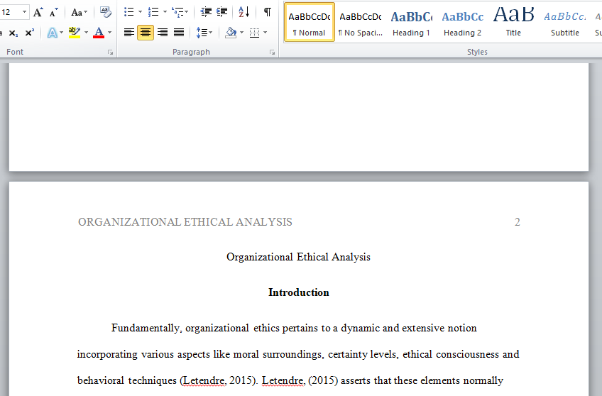 organization ethical analysis