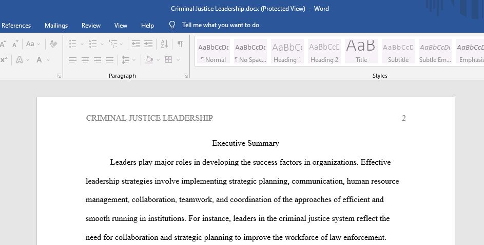 Criminal Justice Leadership