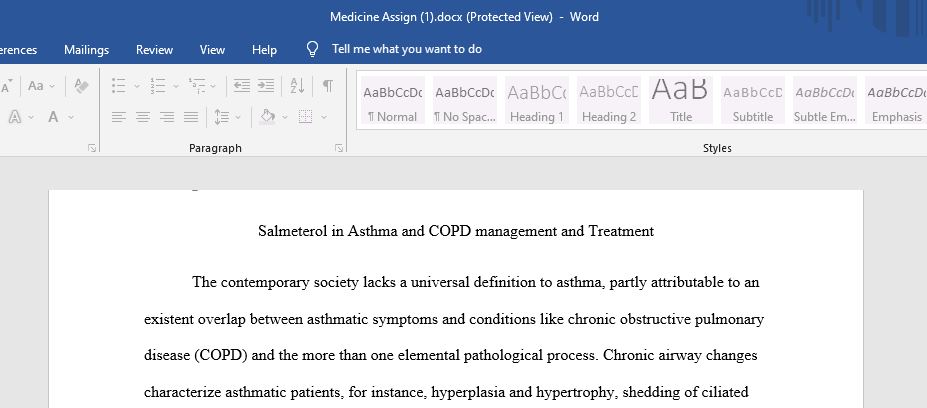 Salmeterol in Asthma and COPD management and Treatment