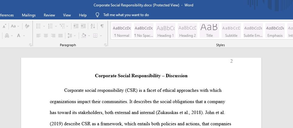 Corporate Social Responsibility – Discussion