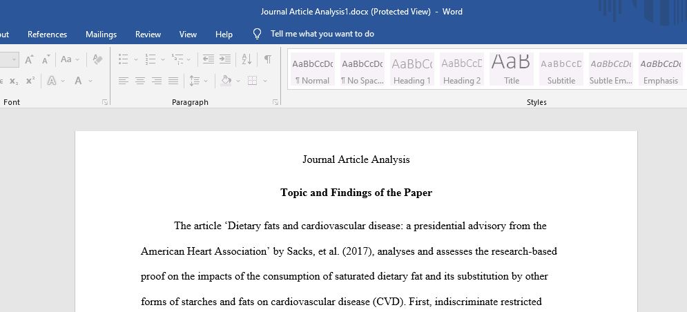 Carbohydrate/Lipid Peer-Review Literature Discussion