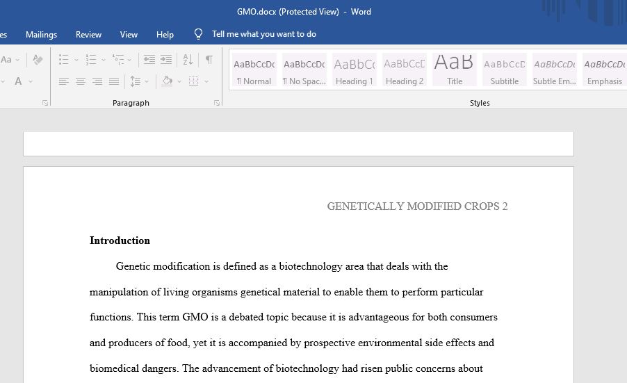 Genetic Modification of Crops