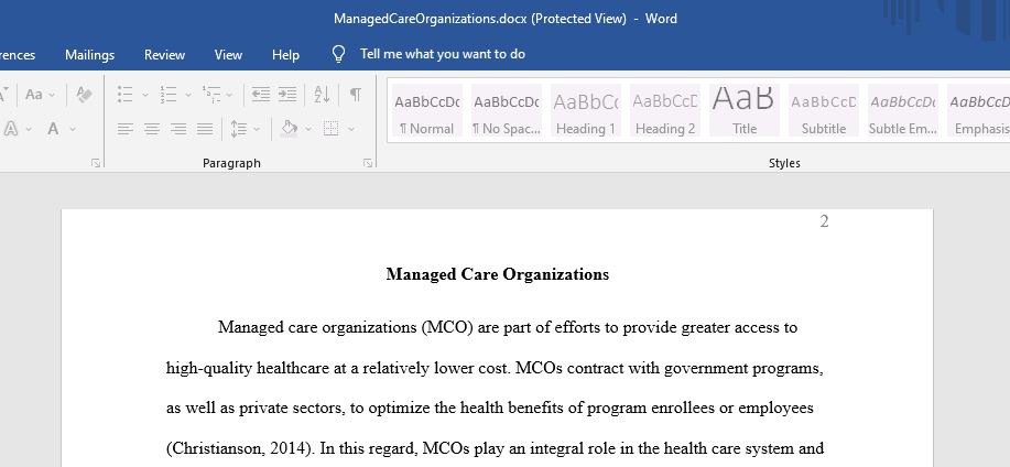 Managed Care organization