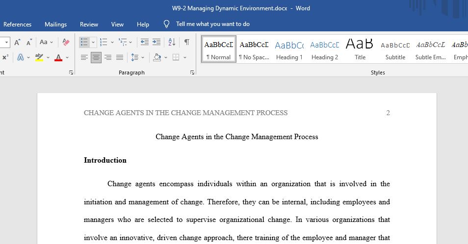  Change Agents in the Change Management Process 