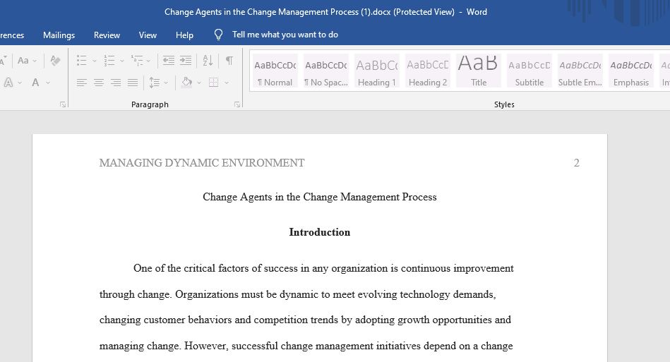 Change Agents in the Change Management Process 