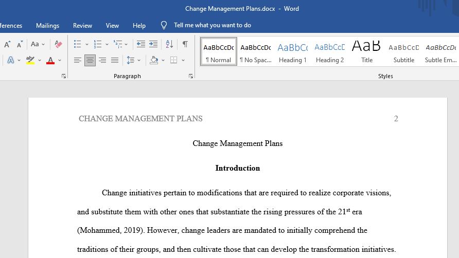 Change Management Plans