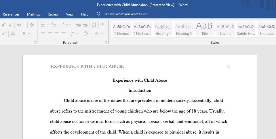  Child Abuse: Prevention and Investigation