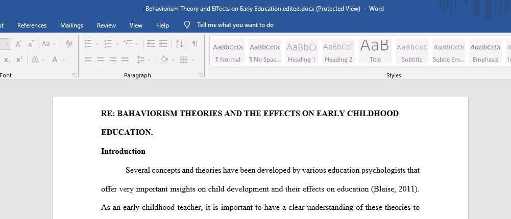 Behaviorism Theories and Effects on Early Childhood Education