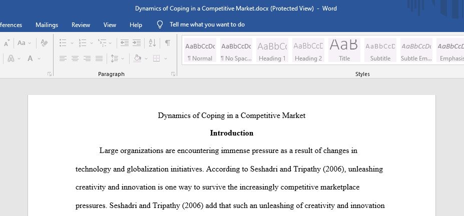 Dynamics of Coping in a Competitive Market