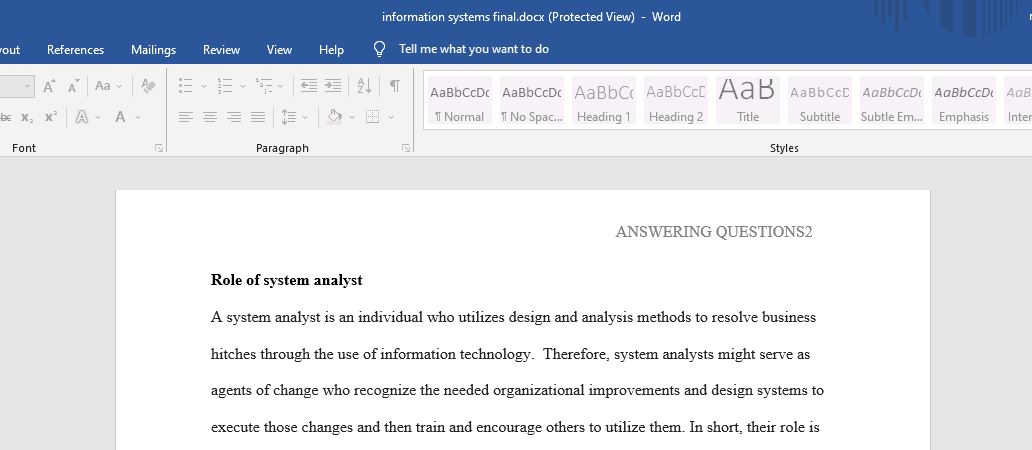 Describe the role of a systems analyst.