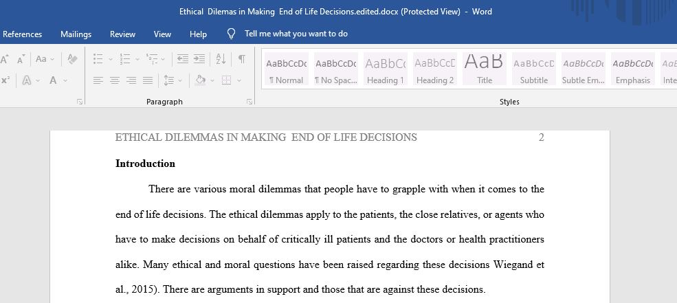 Ethical Dilemmas in End of Life Decisions