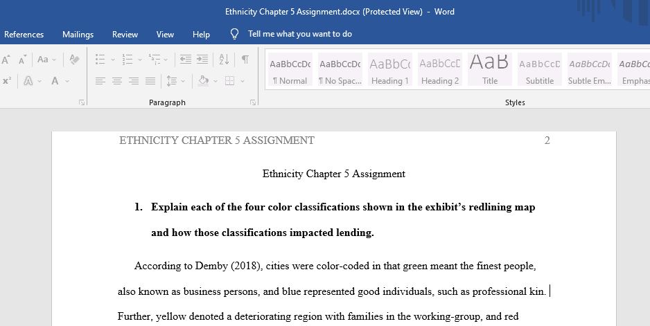 Ethnicity Chapter 5 Assignment