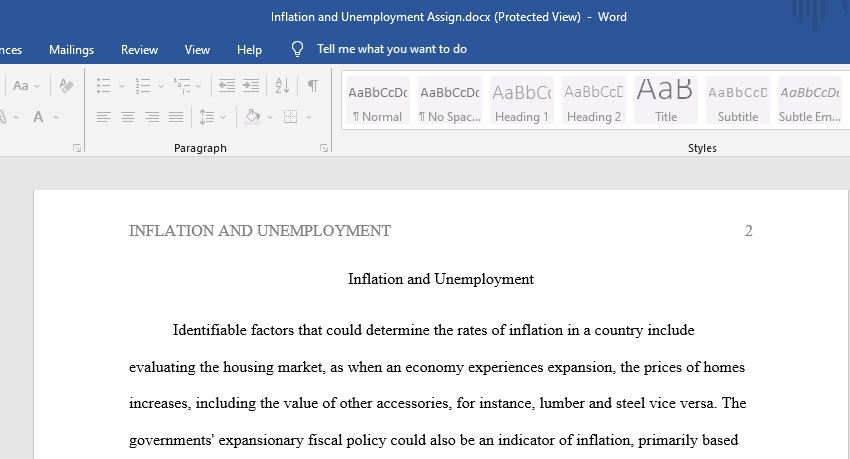 Inflation and Unemployment