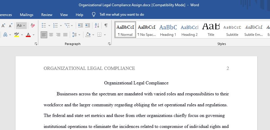 Organizational Legal Compliance