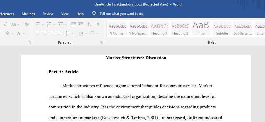 Market Structures: Discussion