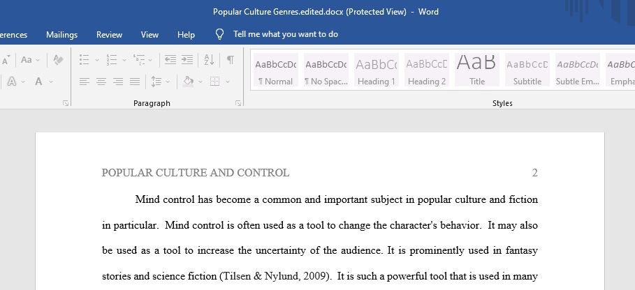 Genres of Popular Culture and Mind Control