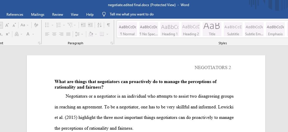 What are things that negotiators can proactively do to manage the perceptions rationality and fairness?