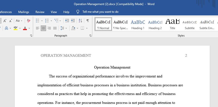 Operation management