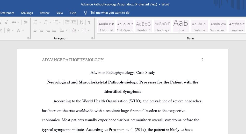 Advance Pathophysiology: Case Study