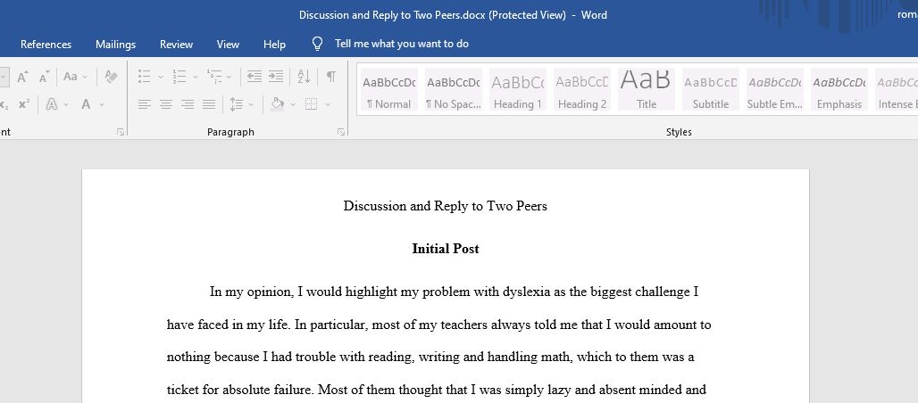 this paper provides a discussion of an instance where I felt undervalued, and also responds to two peers.