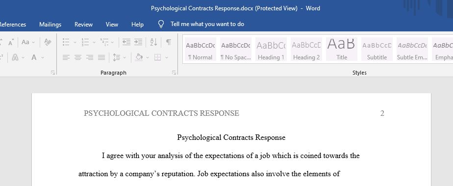 Psychological Contracts Response