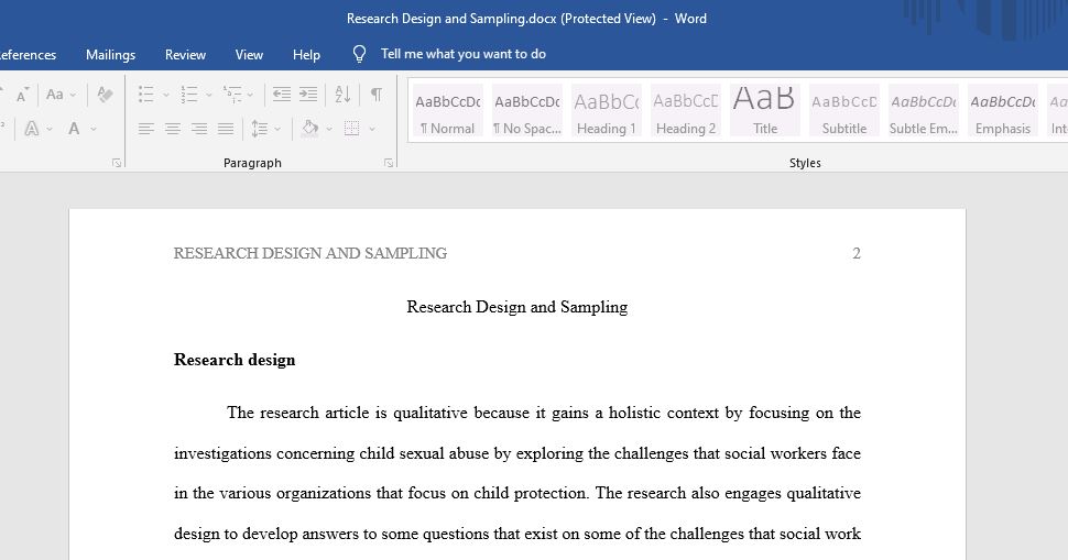 research and design sampling