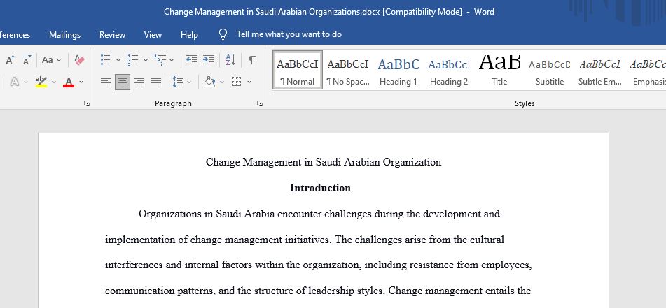 Change Management in Saudi Arabian Organizations