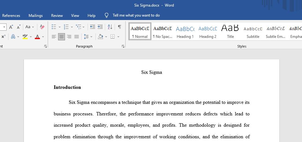 Six Sigma encompasses a technique that gives an organization the potential to improve its business processes. Therefore, the performance improvement reduces defects 