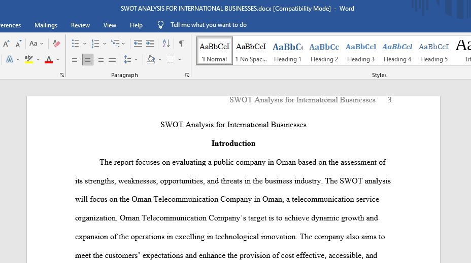 SWOT Analysis for International Business