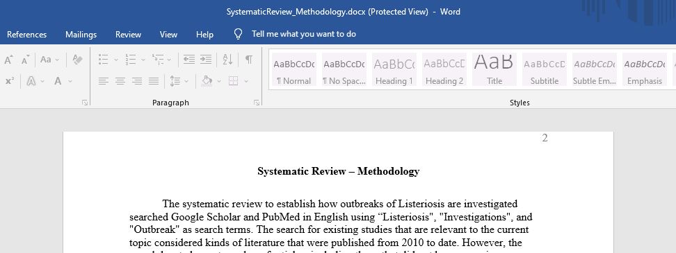 Systematic Review – Methodology