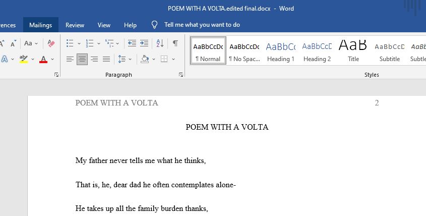POEM WITH A VOLTA