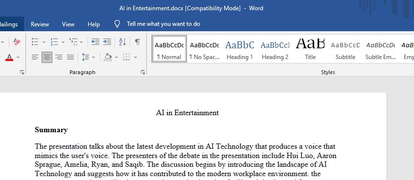 AI in Entertainment” 