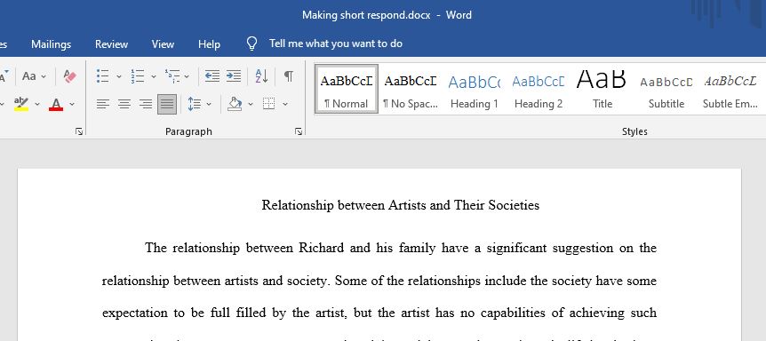 Relationship between Artists and Their Societies