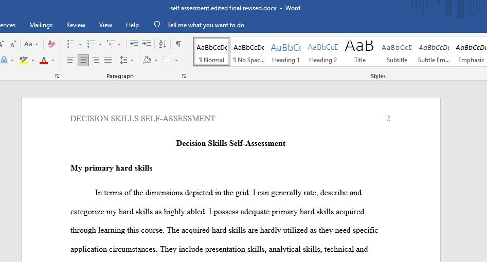 Decision Skills Self-Assessment